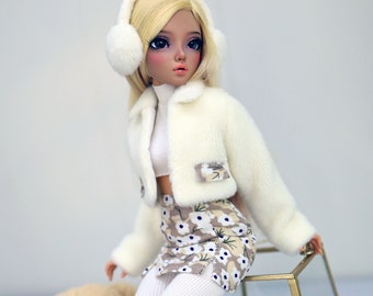 Outfit for Minifee & Similar 16 inch dolls.Fur coat + skirt.