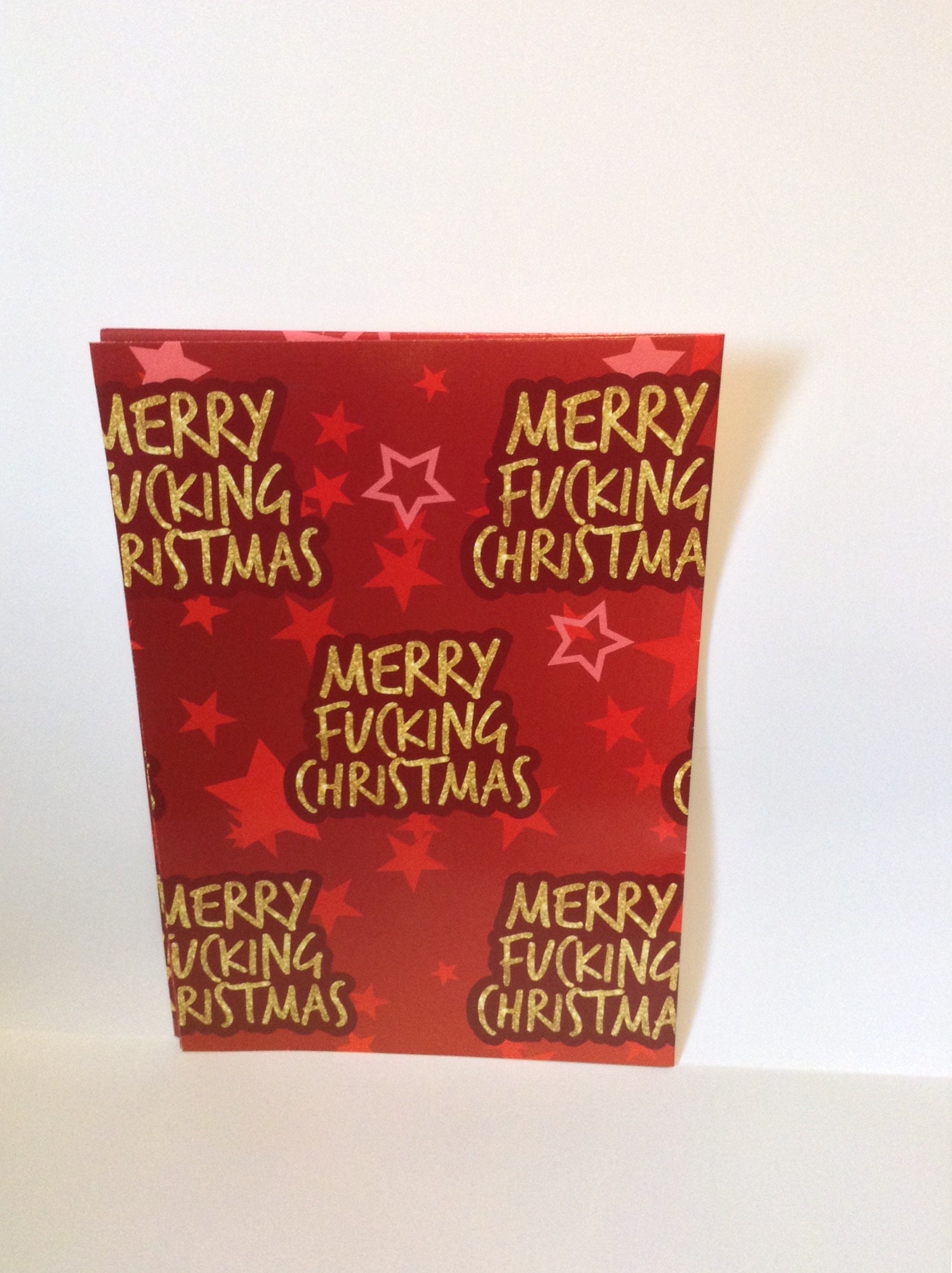 Merry Fucking Christmas Buffalo Check Wrapping paper 3 sheets 20x29 inches 