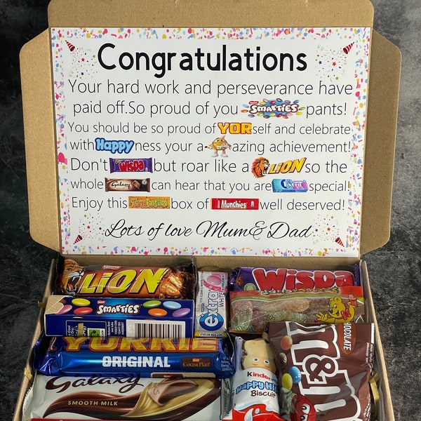 Congratulation special surprise gift | Well done chocolate poem box - great for graduation | new job | exams | driving test | promotion |