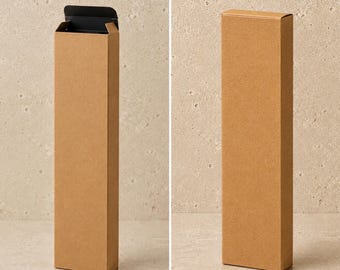 UX BOXES® Bargain Shoppers: Caja de embalaje para incienso Kraft Noir™ de 5 cm de ancho, 1,3 cm de profundidad y 24 cm de alto / Embalaje de lujo para venta al por menor con interior negro. 1 unidad.