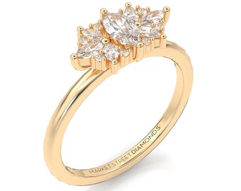 Vintage, Engagement, Lab Grown Diamond Rings In 14k Yellow Gold, Anniversary Gift, Wedding Ring, Promise Ring, Wedding Set, Black Box