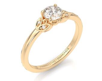 Nature Inspired Engagement Rings| 1Ct Lab Grown | IGI Certify | 14K | Yellow Gold Bands | White Gold | Rose Gold