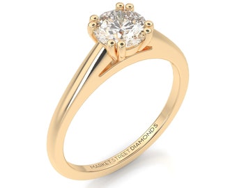 Round Diamond, Engagement Ring, Lab Grown Diamond Engagement Ring, 14k Yellow Gold, Rose Gold, White Gold, Wedding Ring, Black Box