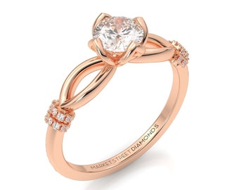 Diamond Engagement Ring, Lab Grown Diamond, Anniversary Ring, Promise Ring, Wedding Ring, 14k Rose Gold, Unique Engagement, Black Box