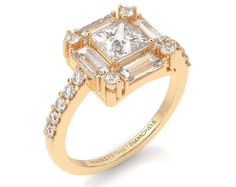 Vintage Diamond Ring | 2ct | Baguette Diamond | Engagement Ring | Lab Grown | IGI Certify | 14k Gold | Rose Gold | White Gold | Custom Ring