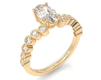 Oval Diamond Engagement Ring in 14k Yellow Gold, Rose Gold, White Gold