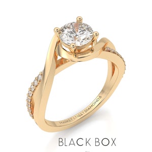 Round Lab Grown Diamond Twisted Vine Pave Engagement Ring in 14k Yellow Gold, Rose Gold, White Gold