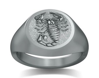 Zodiac Splendor: The Scorpio Signet Unisex Ring - Embrace the Intensity and Loyalty; Zodiac's Scorpion horoscope