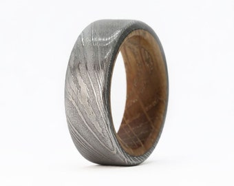 Unyielding Fusion: Wood & Steel Wedding Band - Embrace the Ultimate Manly Pairing