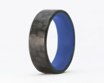 Carbon Fiber Band, Blue, Red, Green, Purple, Yellow, Glow In The Dark Ring, Men Wedding Band, Color Ring