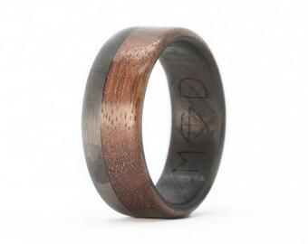 Walnut Wood Ring with Carbon Fiber Sleeve