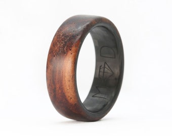 Wood Ring, Carbon Fiber Ring, Men's Wedding Band