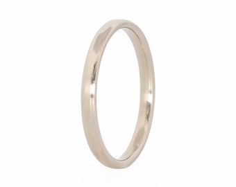 Minimalist Stackable Wedding band, Solid Gold Ring, in 14k Gold, Thin Band 2mm, Fully Round Ring