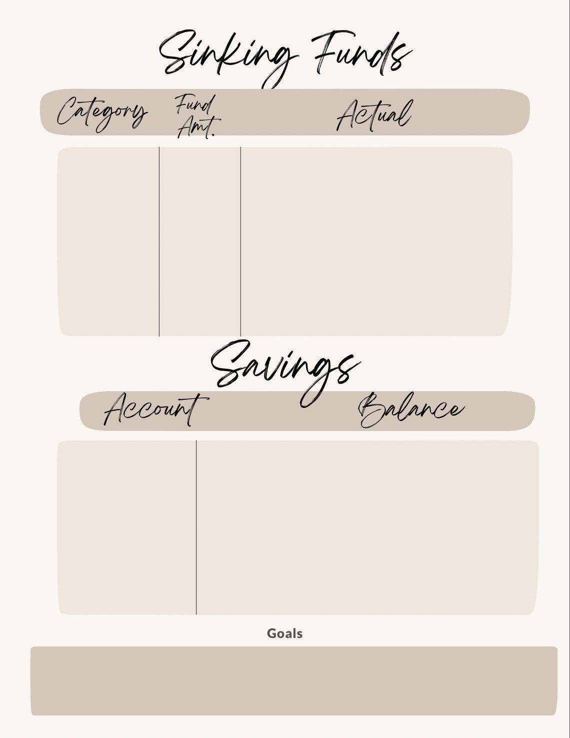 Budget Sheet Template Money Management Savings sinking - Etsy