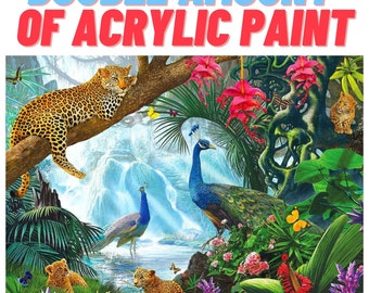 Peacock in Jungle Paint by Numbers Kit: Double Paint & Brushes