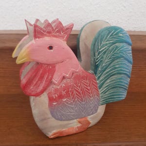 Porta tovaglioli a forma di pollo - Legno intagliato a mano - Regalo vintage unico - Cucina rustica in stile fattoria