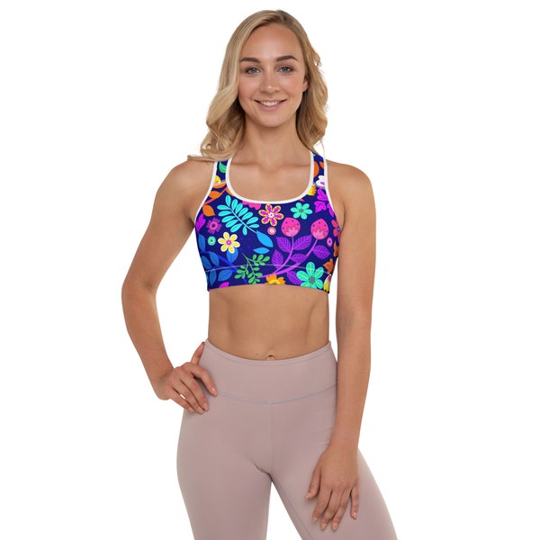 Wildflower flower floral Botanical Bouquet Rose Sunflower Daisy Padded Sports Bra Pattern mockup Set For Girls mockup gym bra Yoga top