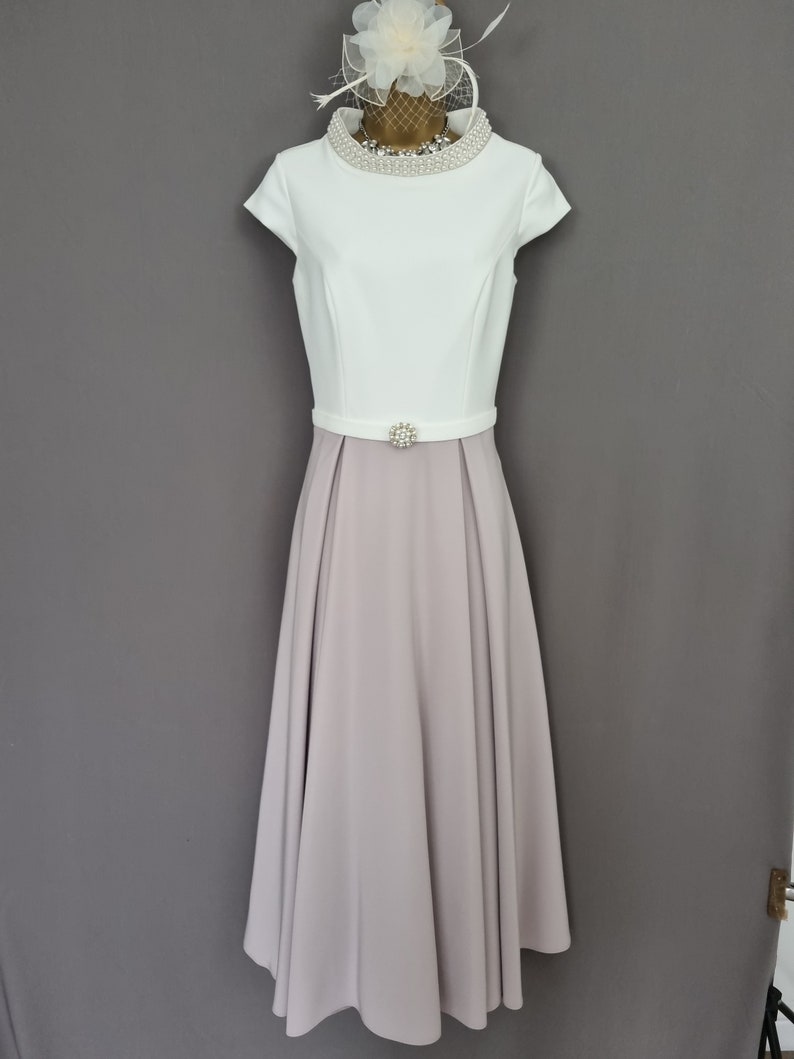 Veni Infantino Dress Size 8 Taupe full skirt Mother Of The Bride V794. 画像 7