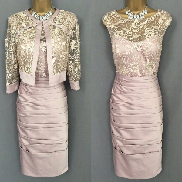 Veni Infantino Dress Jacket Suit Size 10 Champagne Mother Of The Bride BNWT V112