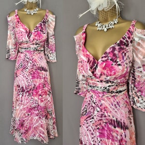 Veni Infantino Dress Size 14 Pink full skirt chiffon Mother Of The Bride  V791.
