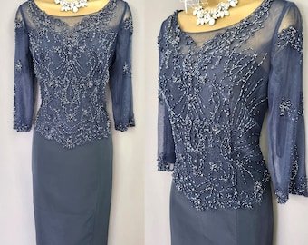 Veni Infantino Dress Size 10 Navy Embellished Mother Of The Bride  V824.