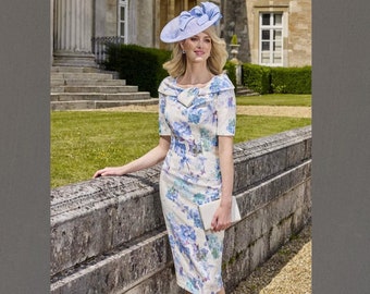 John Charles Dress Blue Floral Mother of the Bride