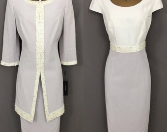 Veni Infantino Dress & Jacket Size 10 Silver Mother Of The Bride V96.