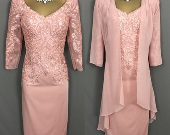 Veni Infantino Dress & Jacket Size 8 Pink Mother Of The Bride/Groom V455.