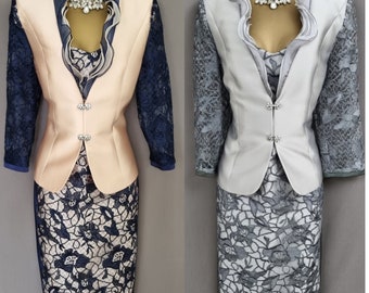 Lexus Dress & Jacket Silver / Navy Mother Of The Bride/Groom