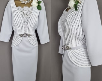 Veni Infantino  Dress Size 12 Silver Mother Of The Bride/Groom V706.