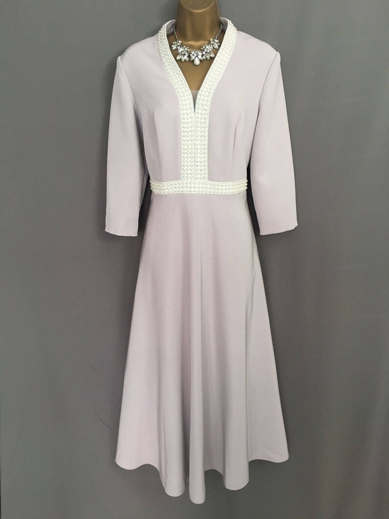 Ronald Joyce Veni Infantino Tea Dress Size 12 Taupe Mother of Etsy