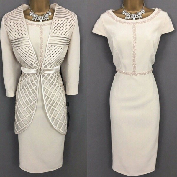 Veni Infantino Dress Jacket Suit Size 12 Almond Mother Of The Bride BNWT V122