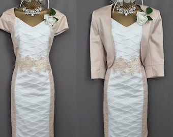 Lizabella Dress & Jacket Size 14 Champayne Blush Mother Of The Bride  V692.