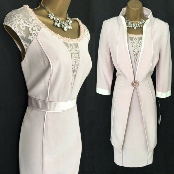 Veni Infantino Dress Jacket Suit Size 12 Blush Mother Of The Bride BNWT V86
