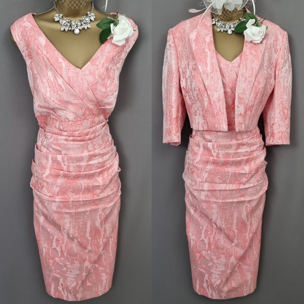 John Charles 26017A Coral Pink Dress & Jacket