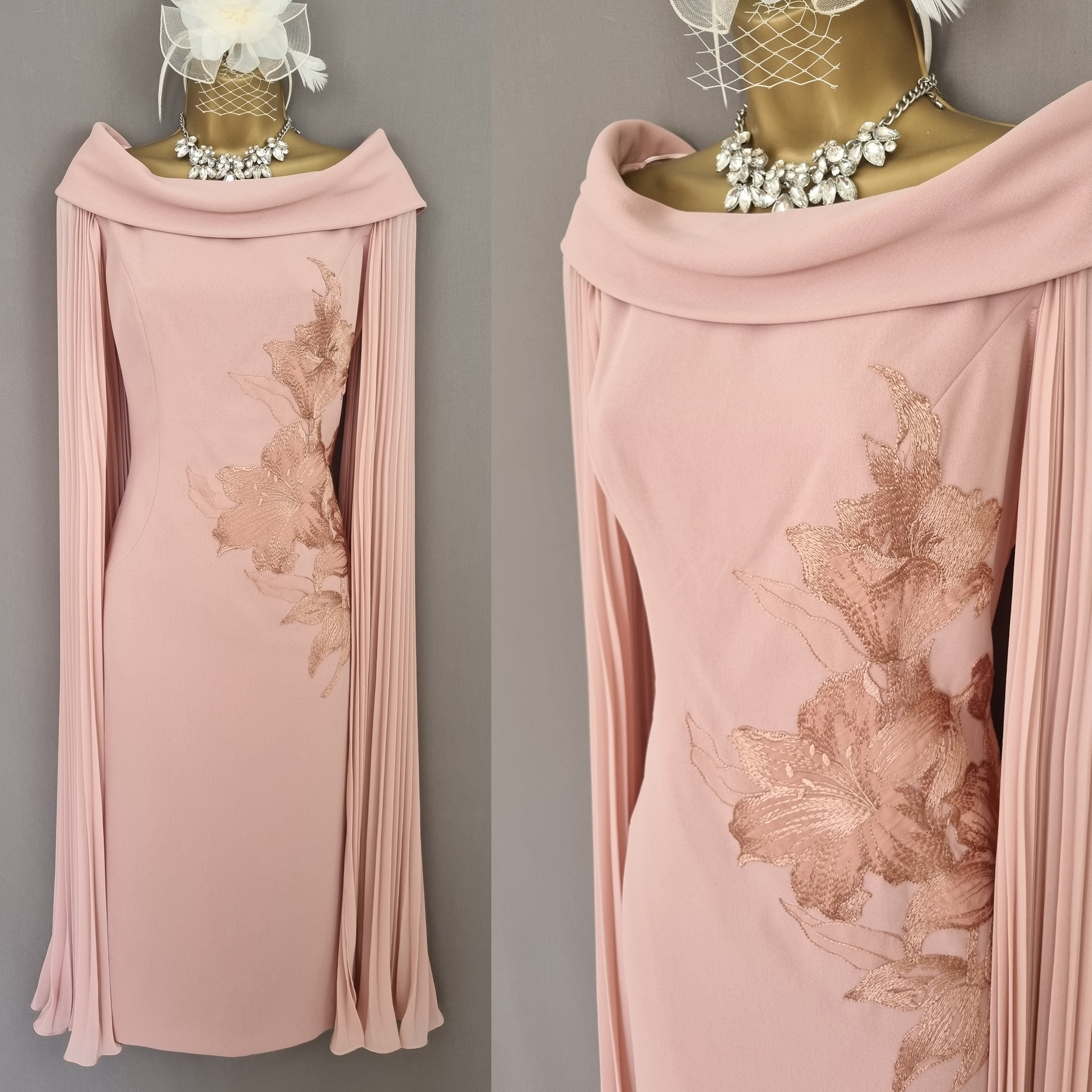 Veni Infantino Dress Size 10 Blush Pink Midi Chiffon Mother of the