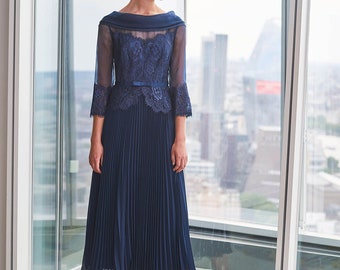 Gill Harvey Dress Navy Embellished Mother Of The Bride