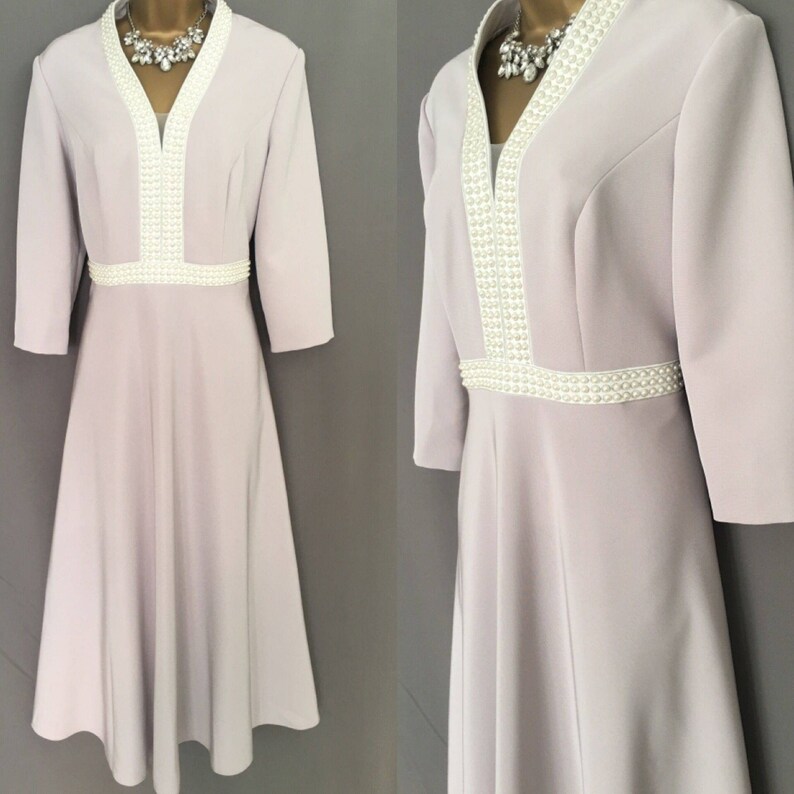 Ronald Joyce Veni Infantino Tea Dress Size 12 Taupe Mother of Etsy