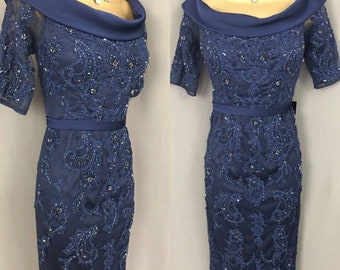 Veni Infantino Dress Size 10 Navy blue Mother Of The Bride  V841.