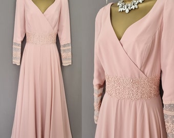 Veni Infantino Dress Size 8 Blush Pink full skirt chiffon Mother Of The Bride  V797.