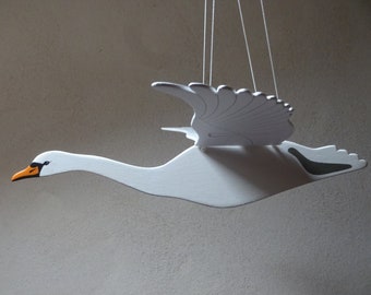 mobile of flying bird articulated the swan decoration for the house or child's room