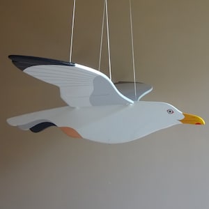 mobile flying wooden bird gull for home decoration or decoration for a child's room