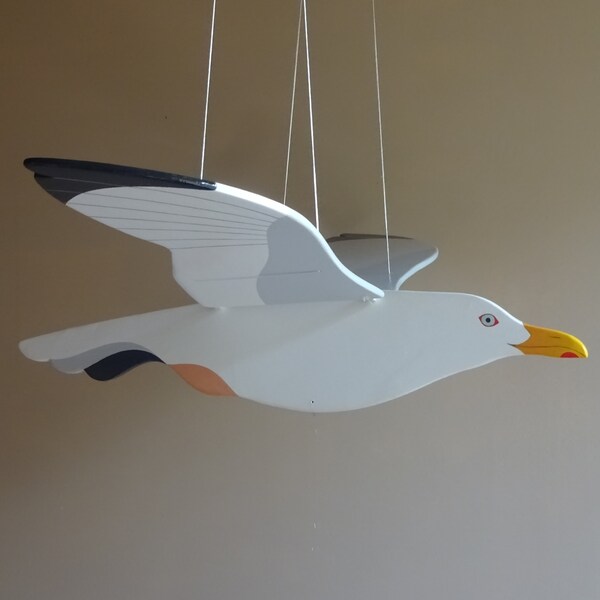 mobile flying wooden bird gull for home decoration or decoration for a child's room