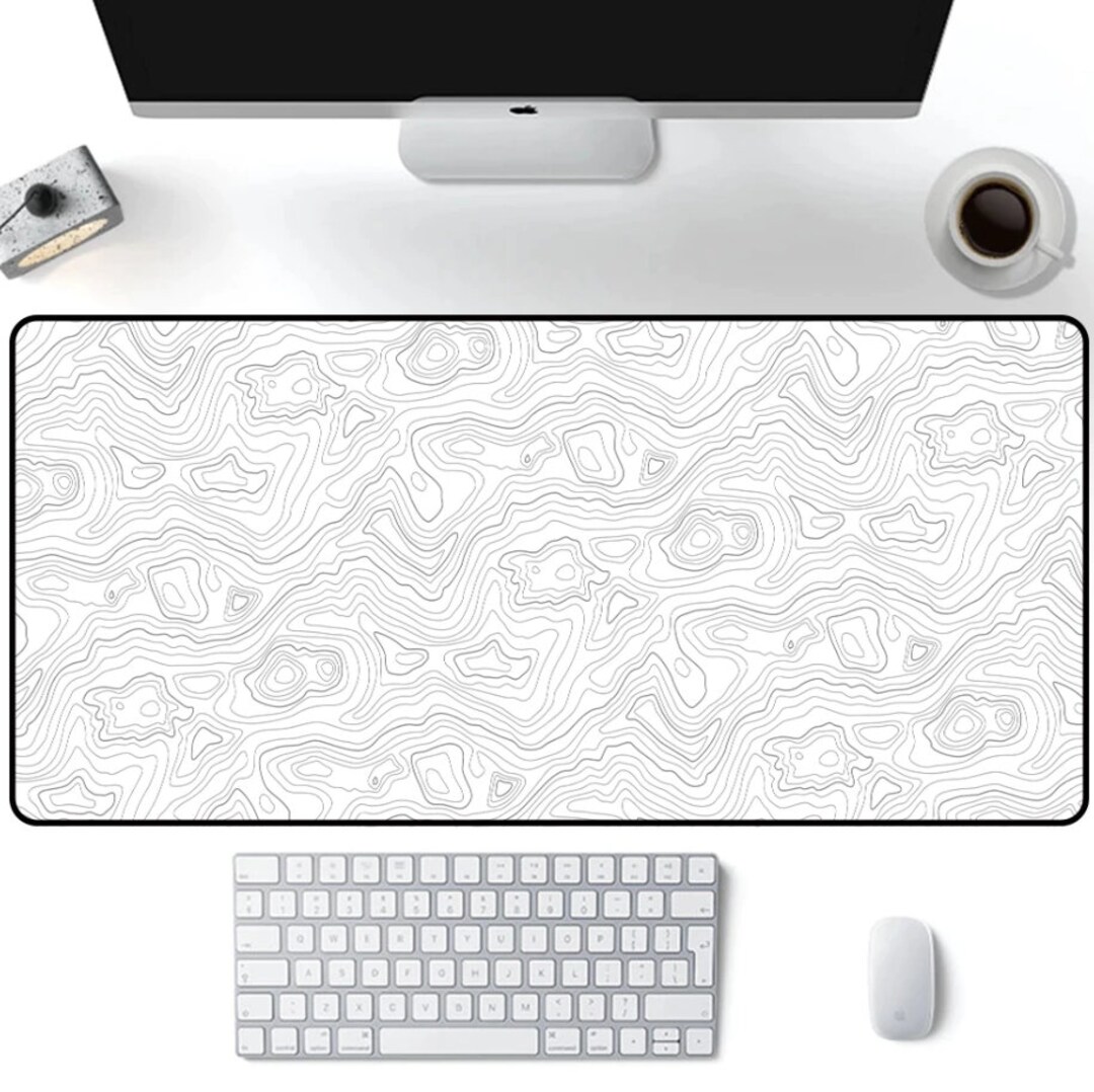 Tapis de bureau topographique noir et blanc Tapis de souris Etsy France