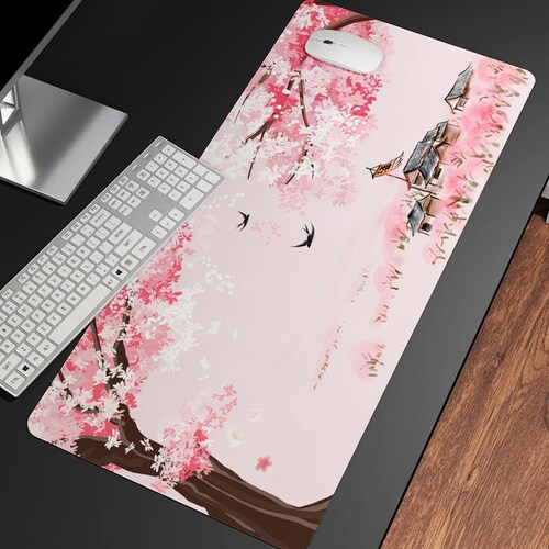 Fuji Sakura Desk Mat Pink Cherry Blossom Mousepad Japanese Etsy