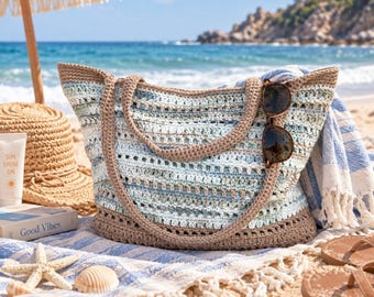 Handmade Crochet Tote | Beach Bag | Market Tote | Fully Lined Everyday Carryall
