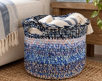 Handmade Crochet Storage Basket - Colorful Home Organizer