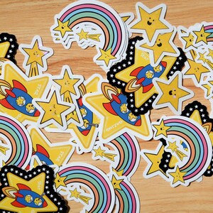Stickerpakket sterrenkijken met holografische stickers 6 stuks //stickers, holografische stickers, sterren, vallende ster, stickerpakket, gestanst, glanzend