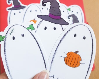 Cute Ghost Glossy Stickers // Halloween, spooky, stickers, journaling, ghosts, cute