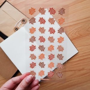 Folhas de bordo de outono, folha de adesivos transparentes, outono, aconchegante, dia das bruxas, folhas de outono, diários, planejadores, decoração, artigos de papelaria de outono